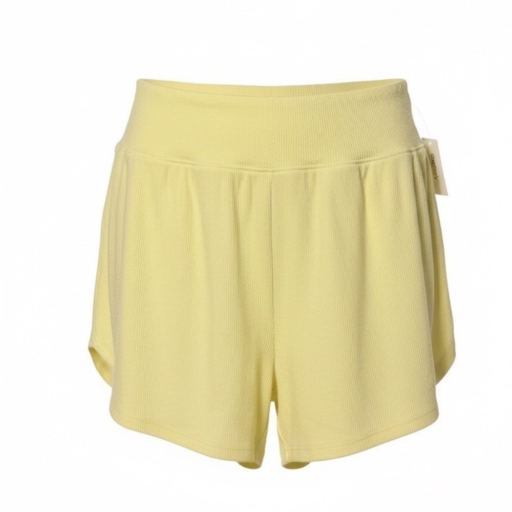 GapBody‎ Womens XXL Pale Yellow Ribbed Knit High Waisted Lounge Shorts NWT